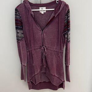 Others Follow soft Purple Hoodie with Patterned Sleeves